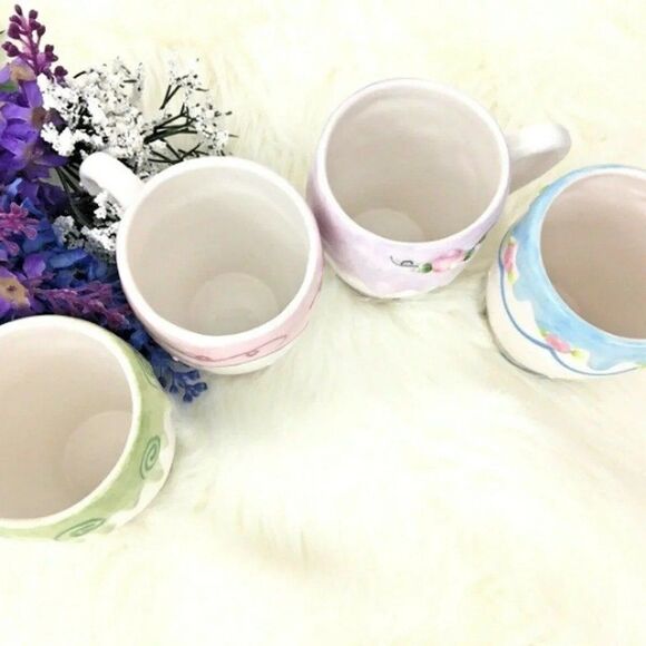 Rare 2004 AVON Birthday Gift Collection Celebration Mugs Set of 4 Pretty Pastel - Picture 2 of 7